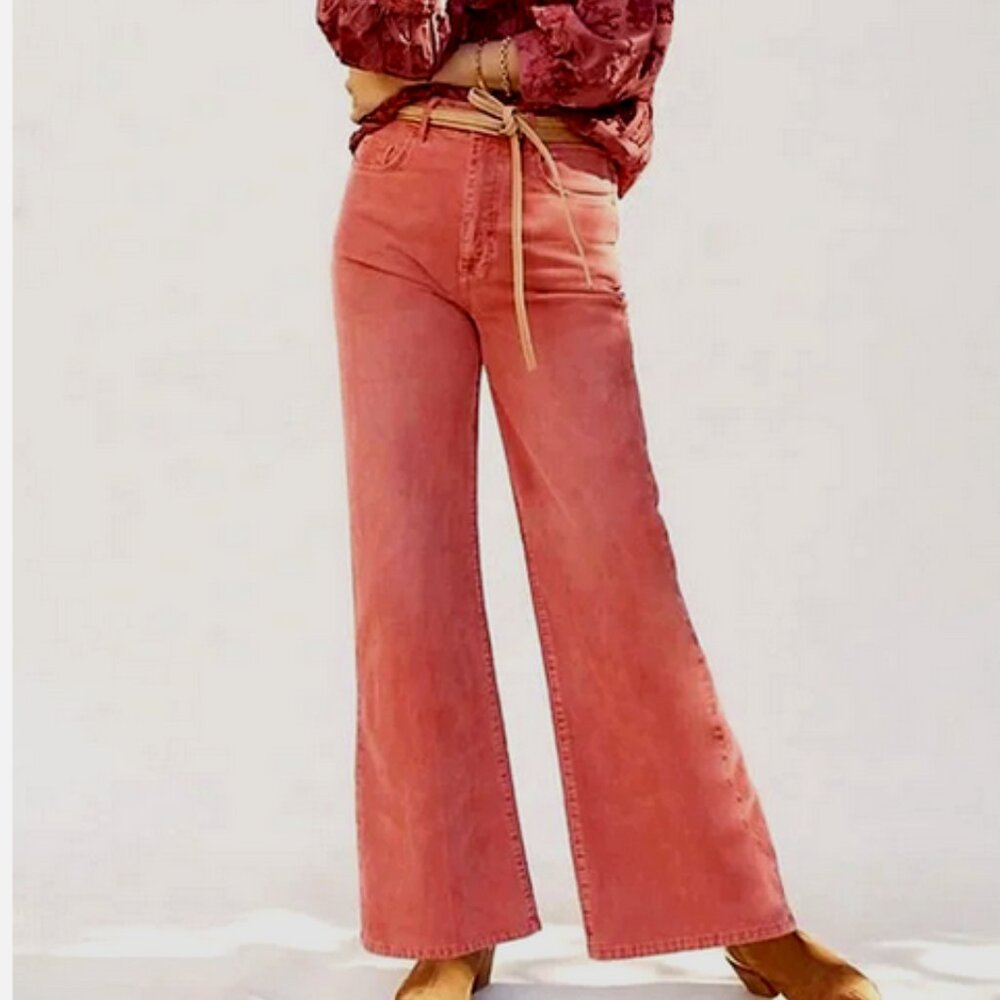 Anthropologie Pilcro The Annie Wide-Leg Corduroy Jeans Cords Cocoa Pink 28 NWT - Picture 2 of 4